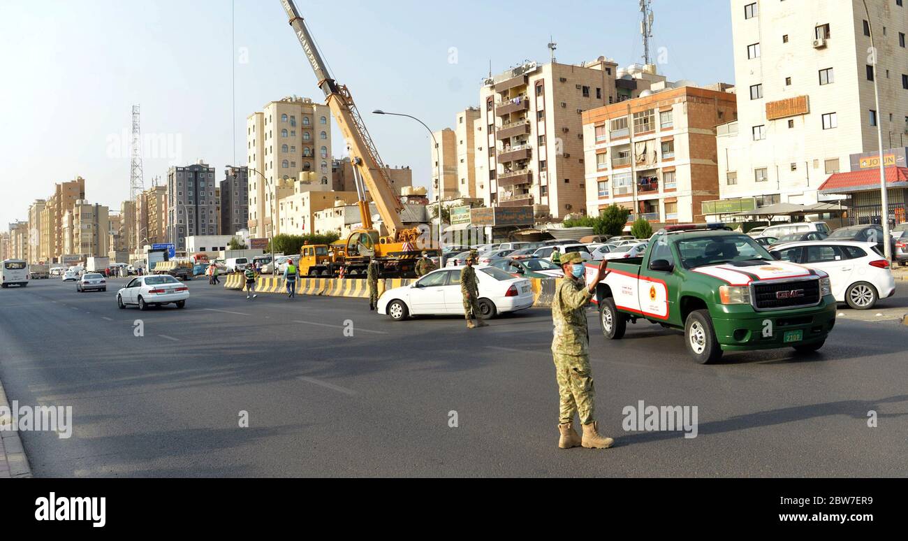 Kuwait City, Kuwait. 30th May, 2020. Soldiers stand guard at an
