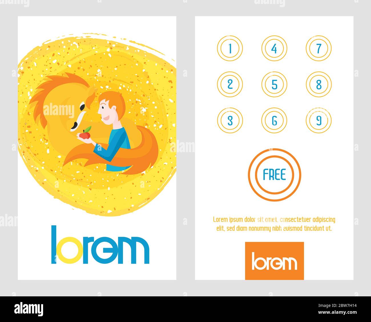 Buy 9 get 1 free card. Man with horse on loyalty card. Stock Vector