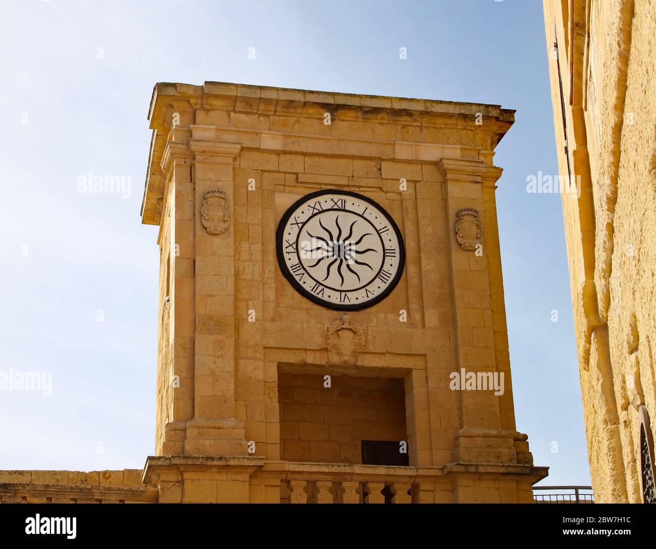 Clock on a tower in Malta Stock Photo Alamy