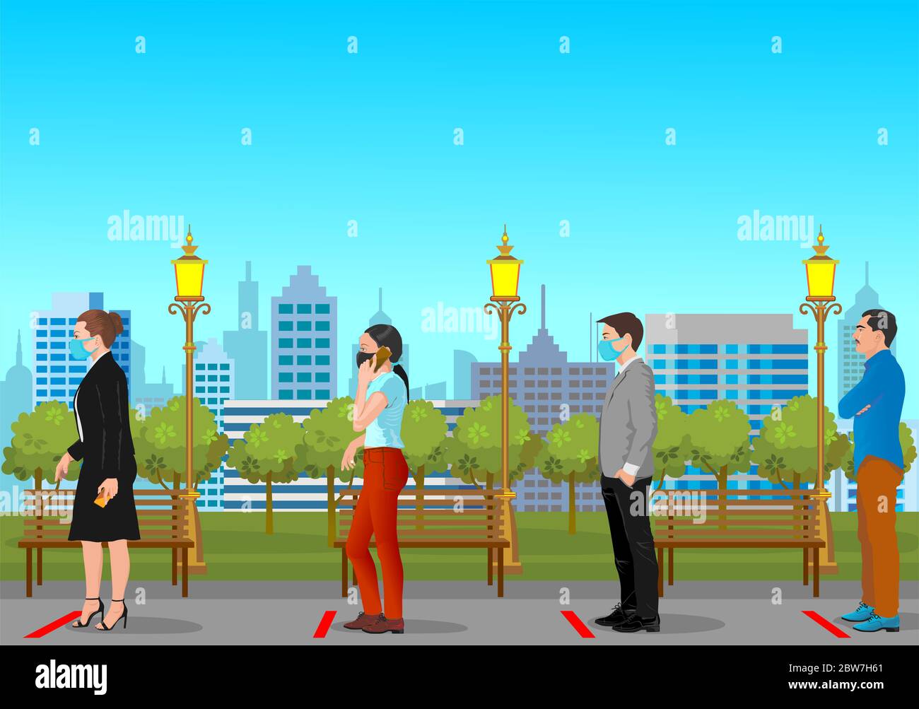 People must keep their distance and line up in an orderly way when ...
