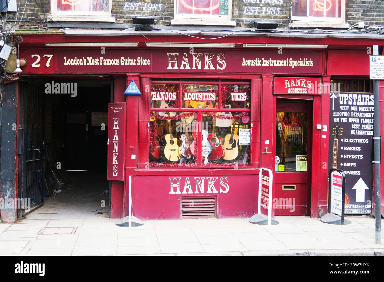 Hanks guitar store in Denmark Street, London. Stock Photo