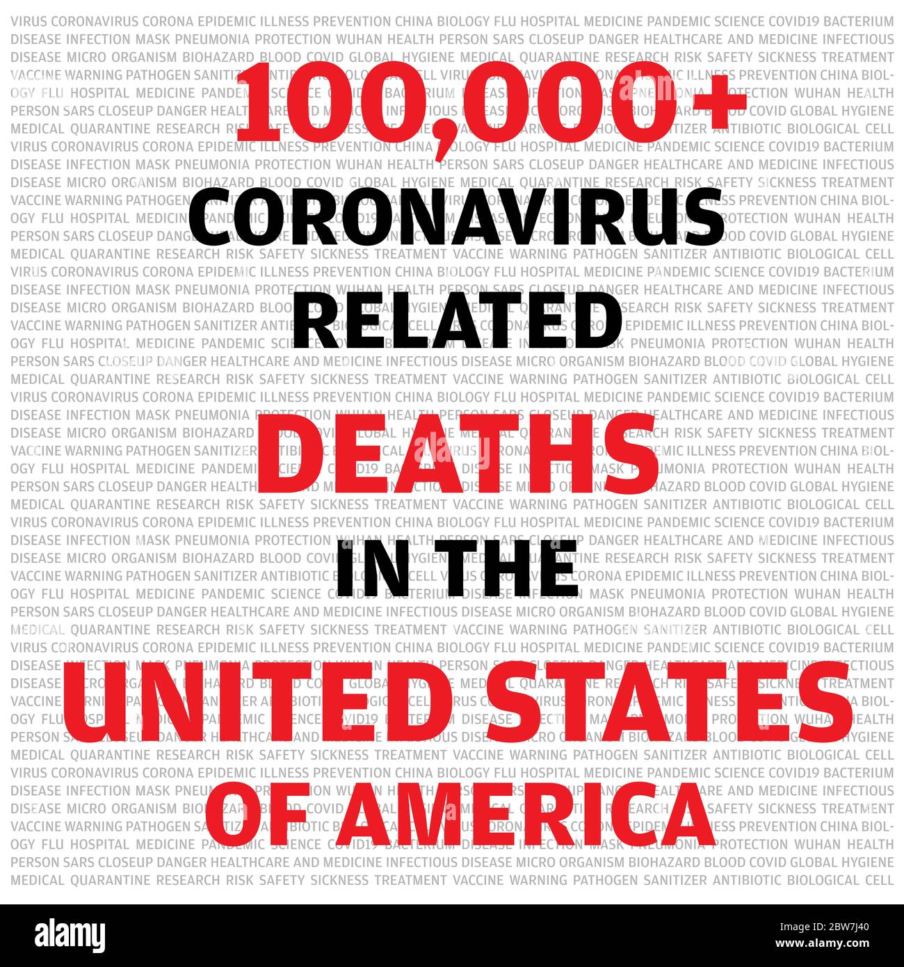 Statistics calligraphy noting more than 100,000 causalities in United States of America due to COVID-19 Coronavirus vector illustration Stock Vector