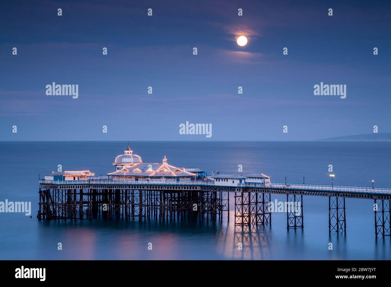 Llandudno Pier Pavillion at night, North Wales Stock Photo