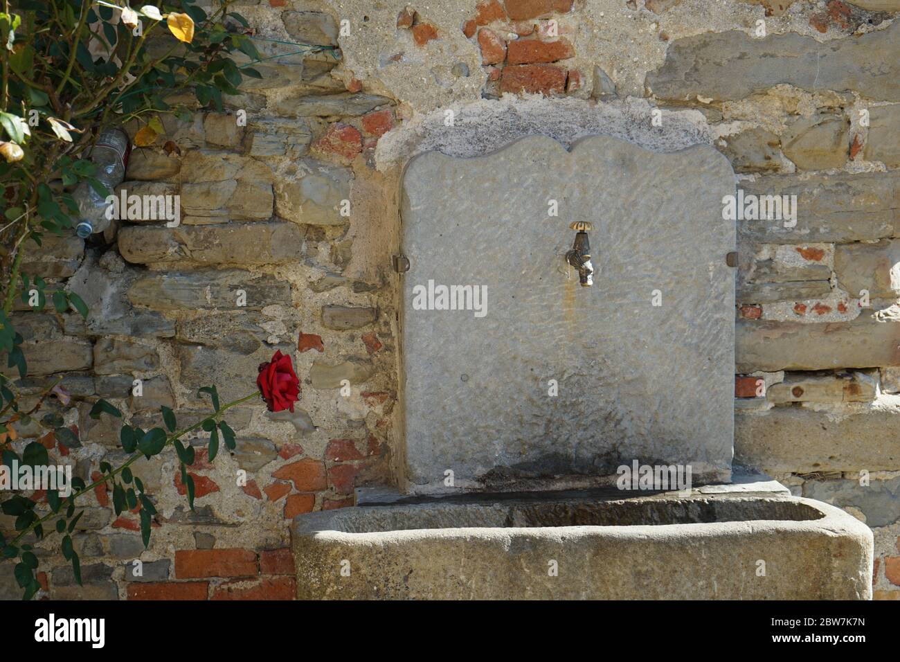 A stone fountain at Murazzano, Piedmont - Italy Stock Photo