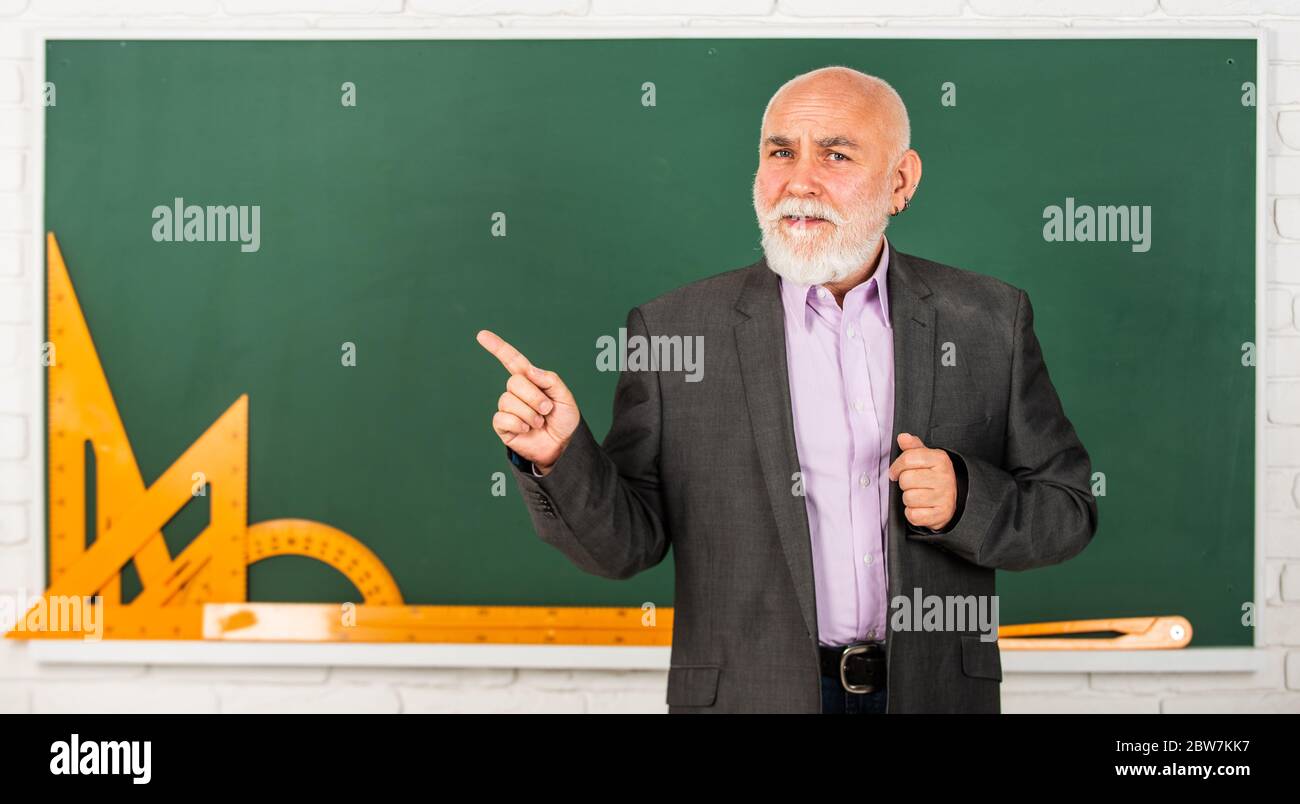 Man Teaching Math look and learn. back to school. Math graphic tools. trigonometry lesson ...