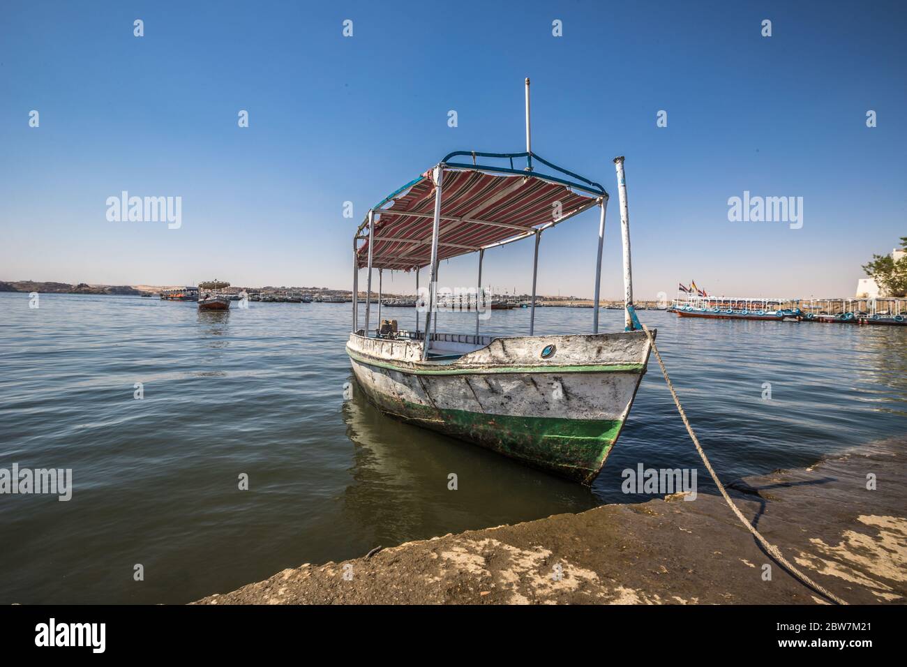 Boat in Nile River Egypt Stock Photo