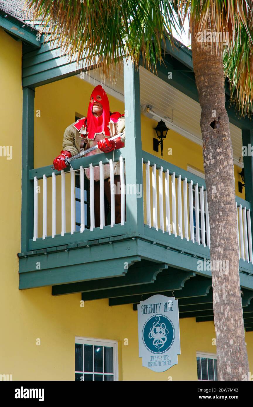 Halloween decorations in shop window in the Colonial Quarter of St