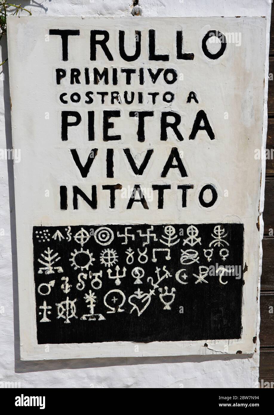 Apulia Symbol ALBEROBELLO, APULIA, ITALY - MARCH 29th, 2018: Information board with ...