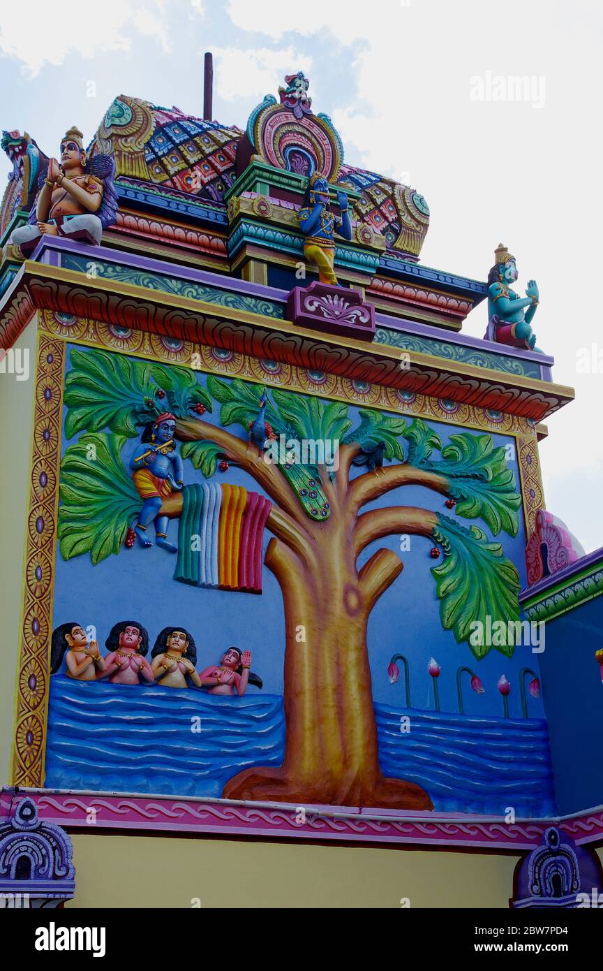 An ancient Hindu temple in Mauritius Island. Mauritius, an Indian Ocean island nation, is known for its beaches lagoons and reefs Stock Photo