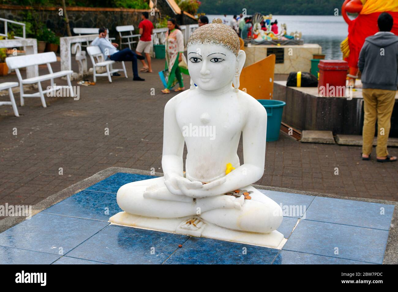 MAURITIUS AUGUST 18, 2018 Lord Mahavir statue at Grand Bassin hindu temples of Mauritius