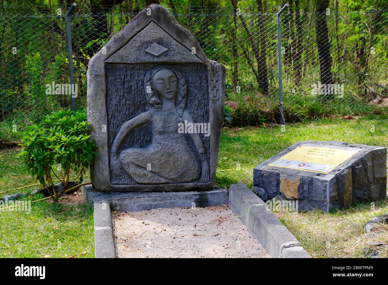 LE MORNE/MAURITIUS AUGUST 23, 2018 Door of Liberty statue dedicated