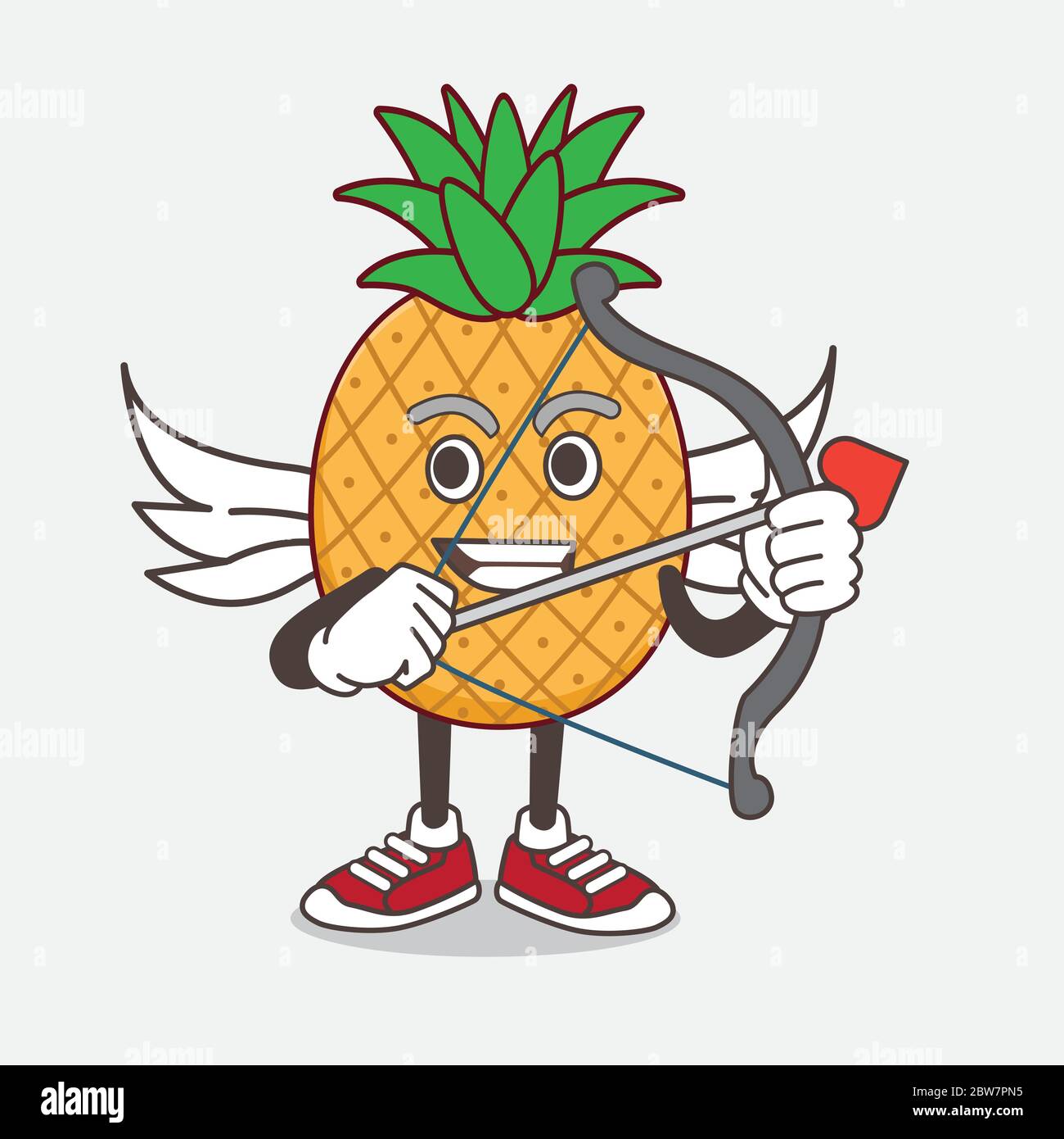An illustration of Pineapple Fruit cartoon mascot character Cupid with ...