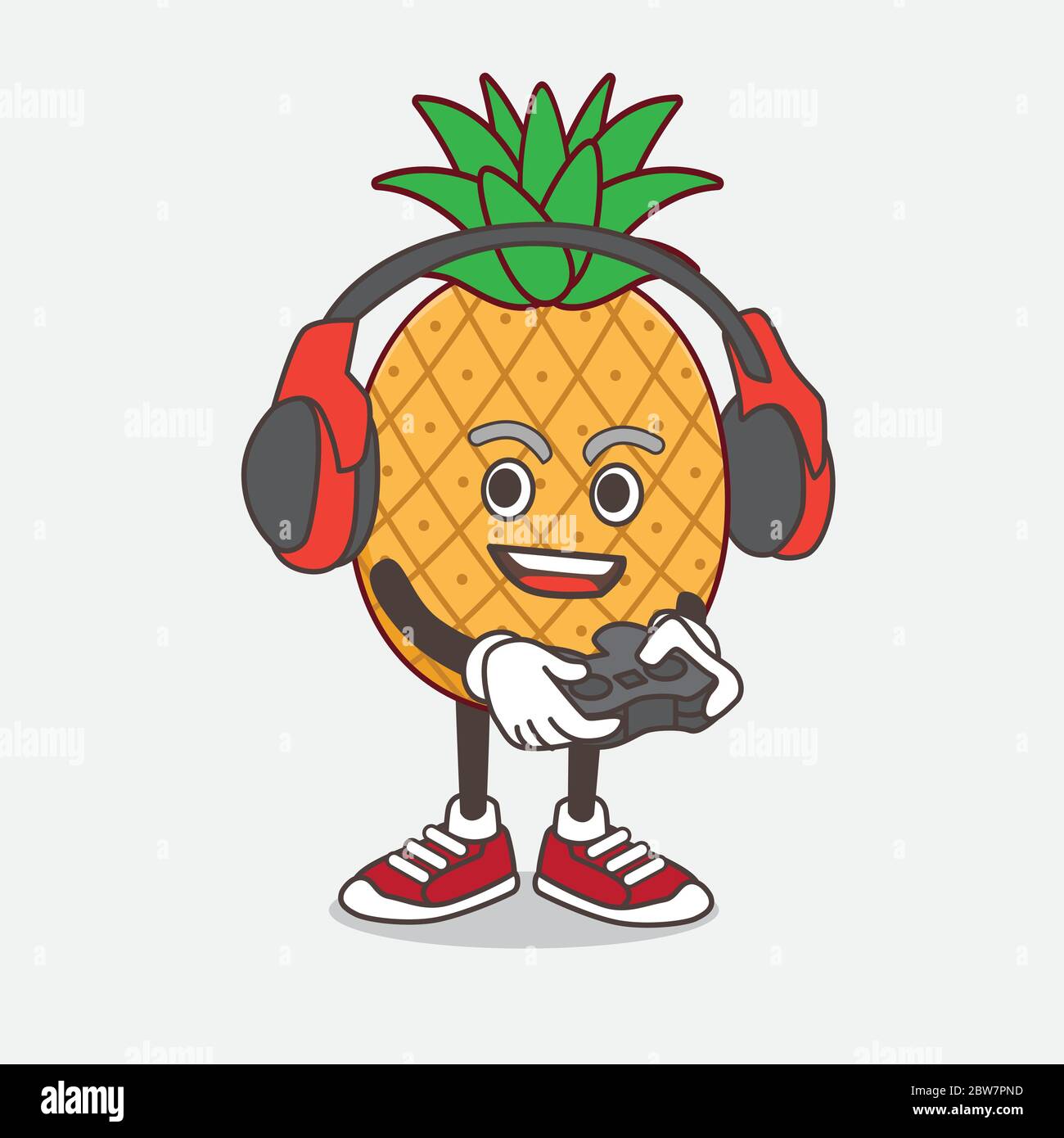 An illustration of Pineapple Fruit cartoon mascot character play a game ...