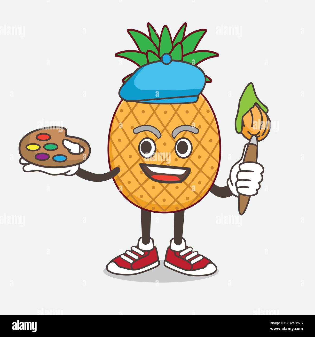 An illustration of Pineapple Fruit cartoon mascot character painter ...