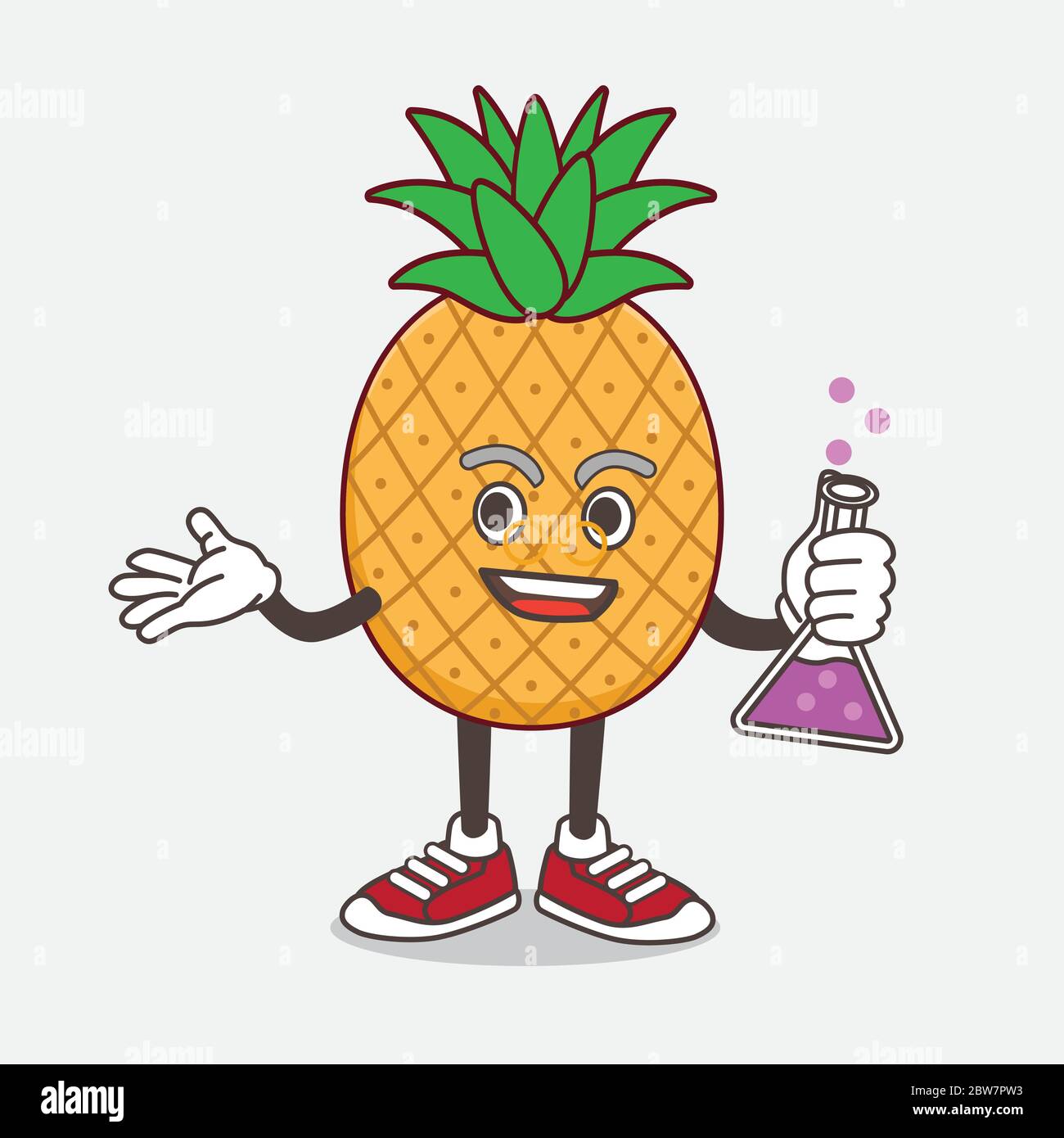 An illustration of Pineapple Fruit cartoon mascot professor character ...