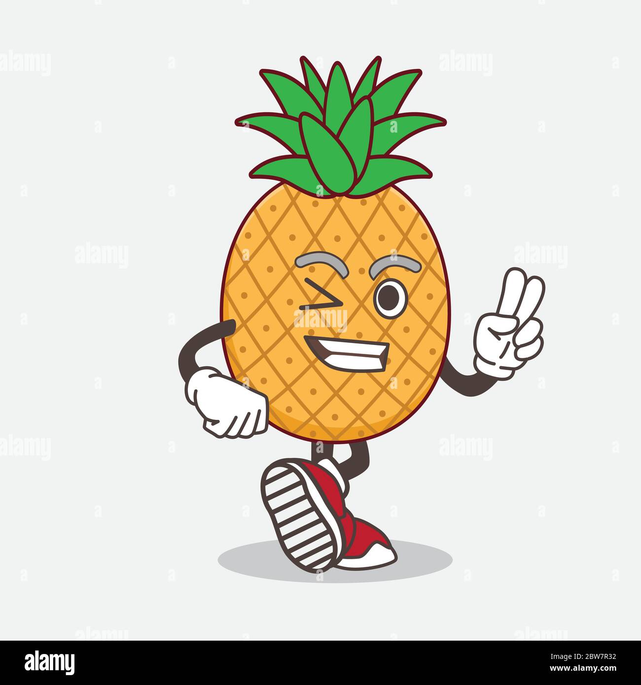 An illustration of Pineapple Fruit cartoon mascot character with peace ...