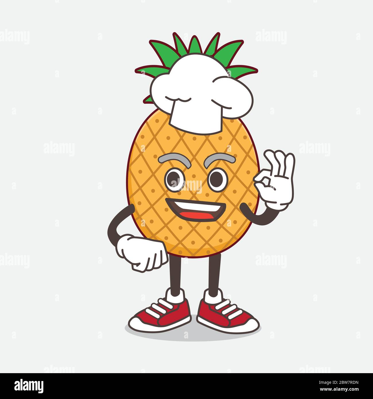 An illustration of Pineapple Fruit cartoon mascot character in a chef ...
