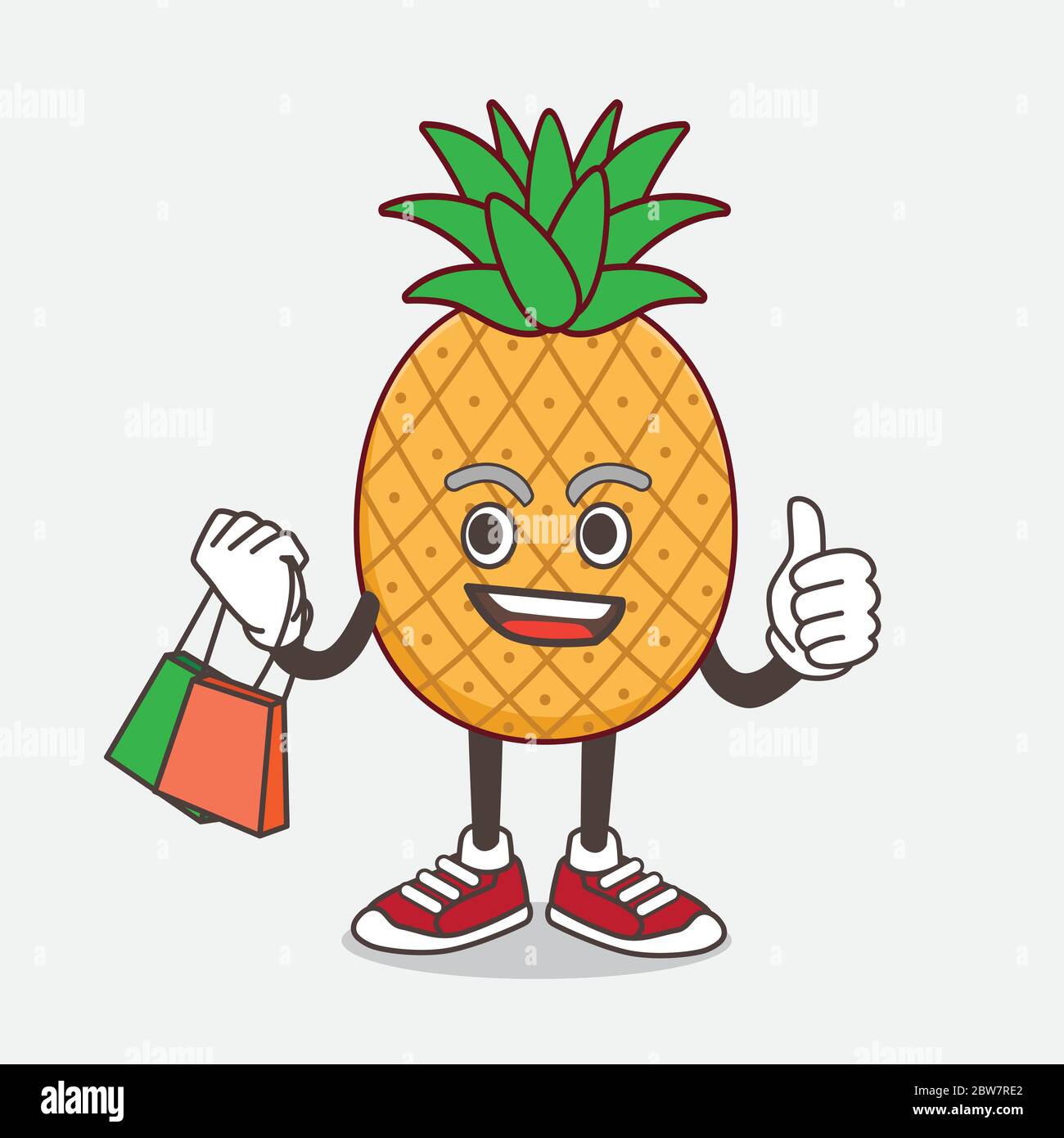 An illustration of Pineapple Fruit cartoon mascot character waving and ...