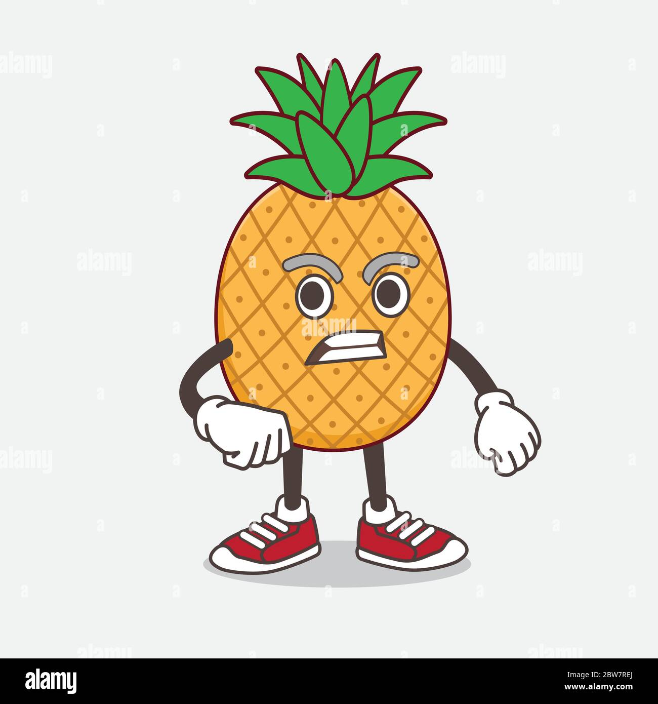 An illustration of Pineapple Fruit cartoon mascot character with angry ...