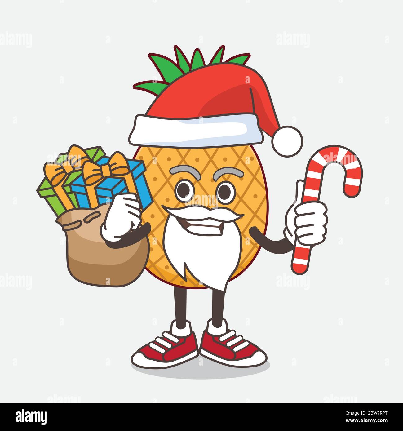An illustration of Pineapple Fruit cartoon mascot character in Santa ...