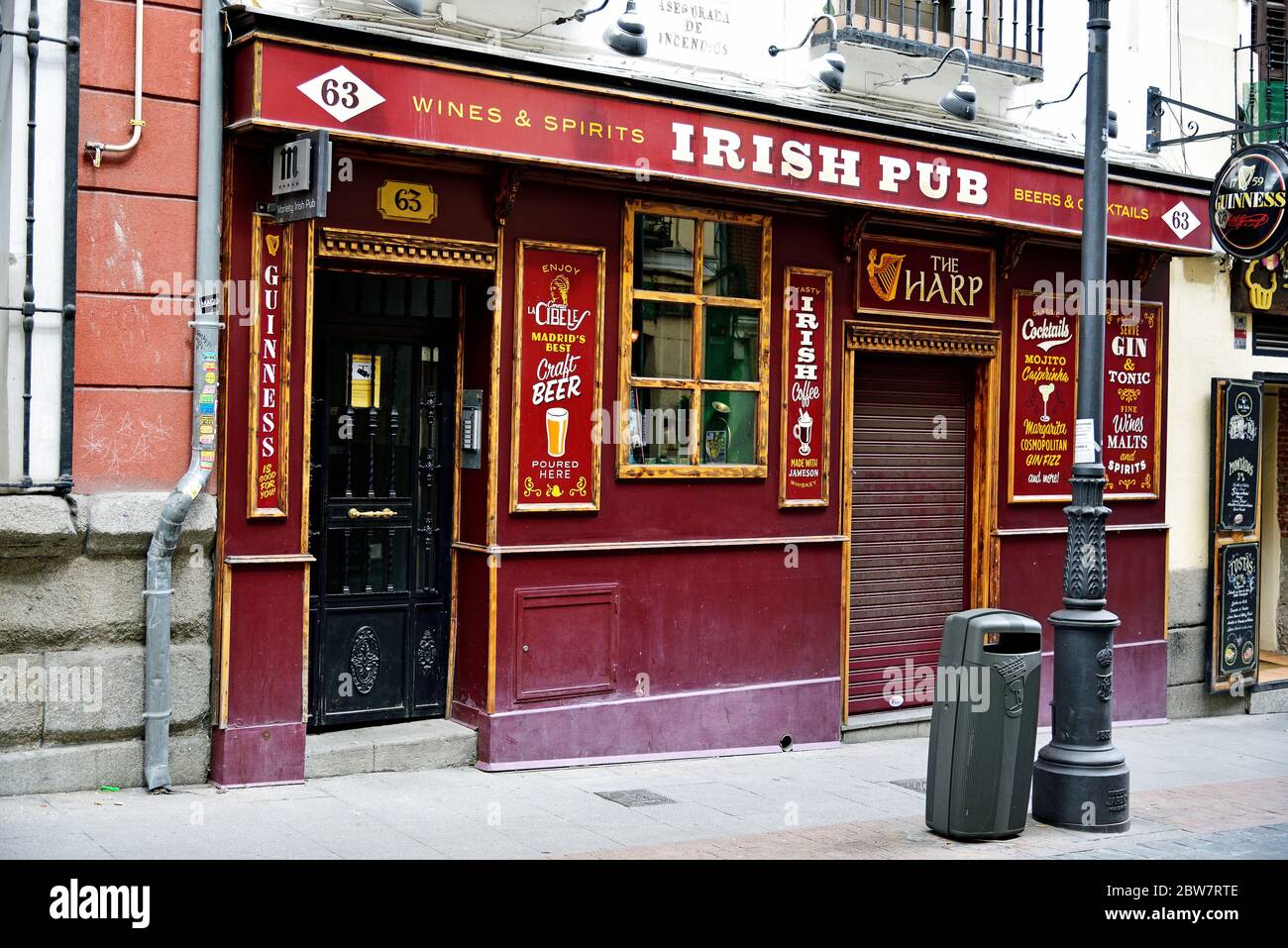 MADRID / SPAIN - APRIL 11, 2019 - Branch of The Harp Irish themed pub located in center of Madrid, Spain Stock Photo