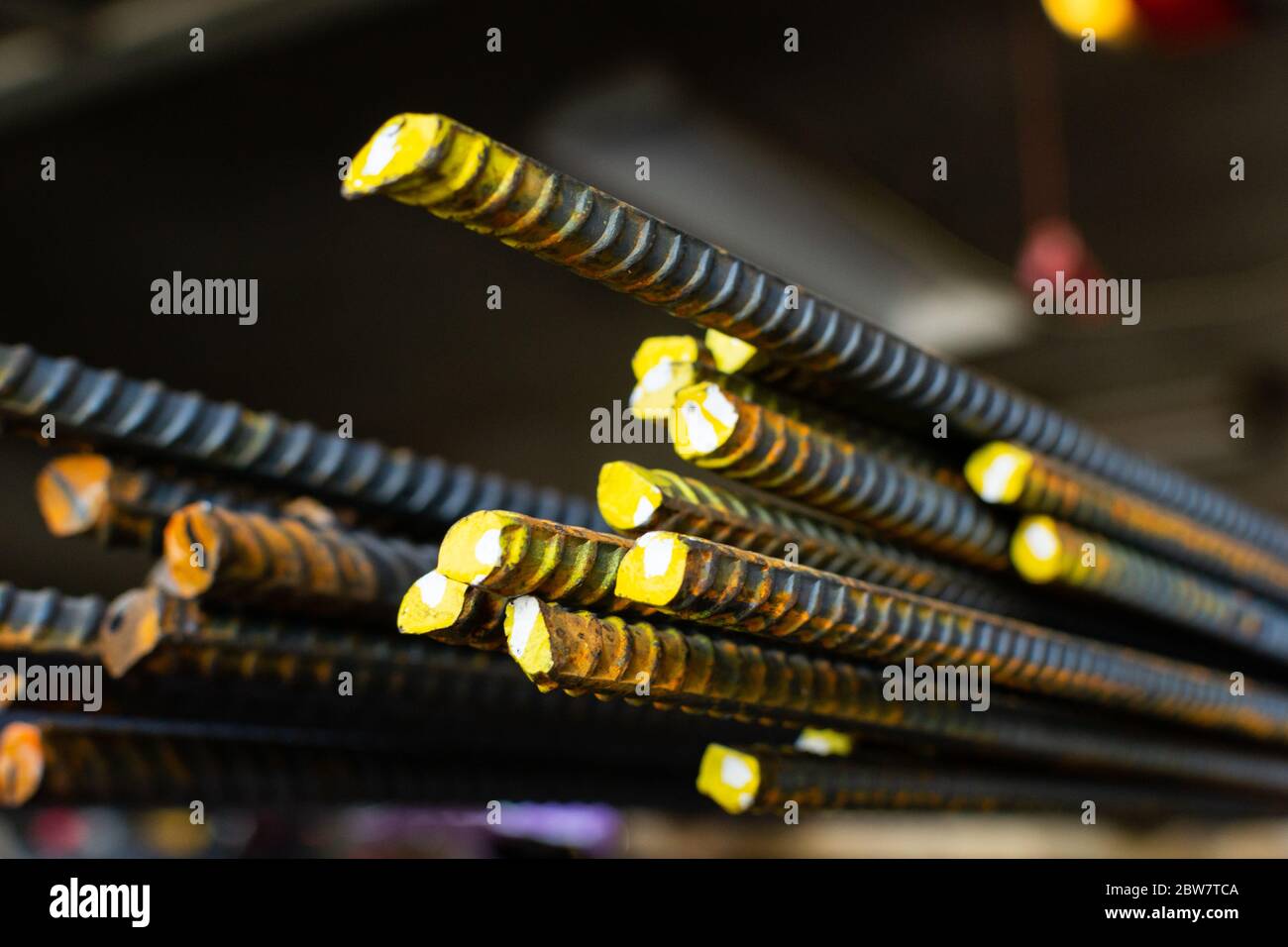 a bundle of structural rebar Stock Photo Alamy