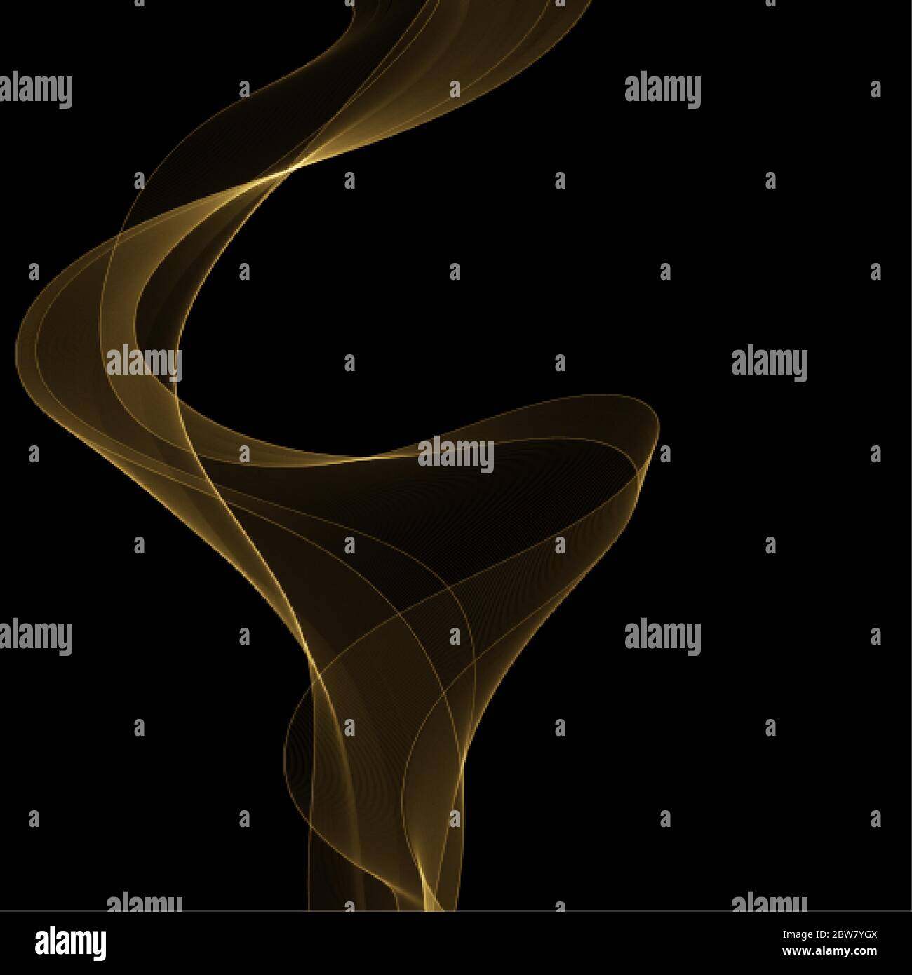 gold neon waves. abstract curves Stock Vector