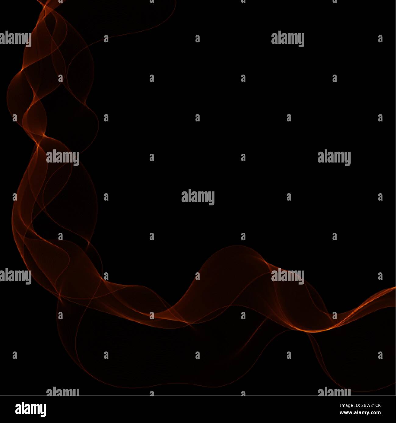 golden abstract wave on a black background. vector curved lines Stock Vector