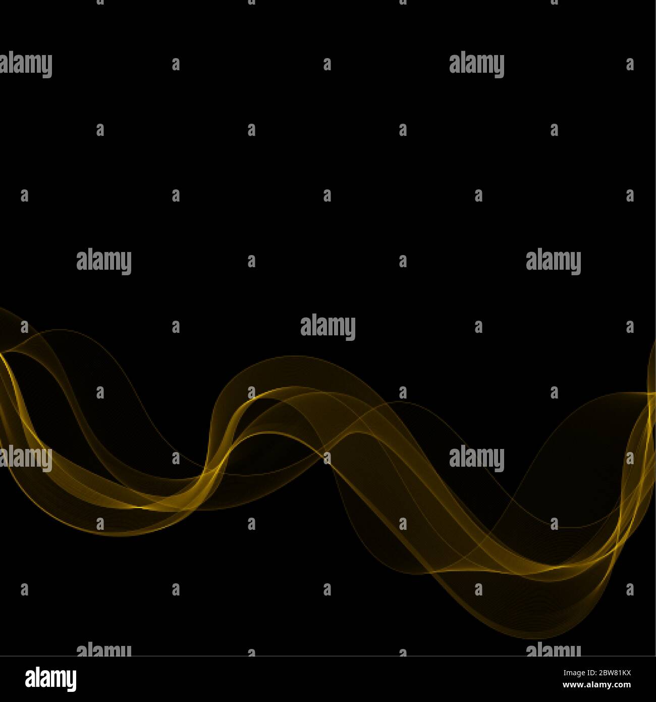 gold neon waves. abstract curves Stock Vector