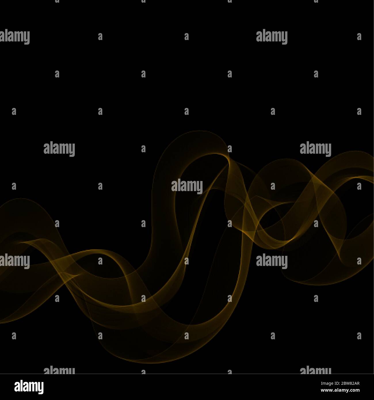 gold neon waves. abstract curves Stock Vector