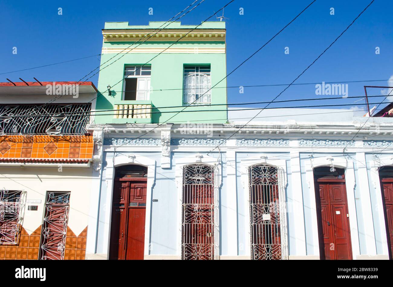 Cienfuegos typical houses architecture Stock Photo