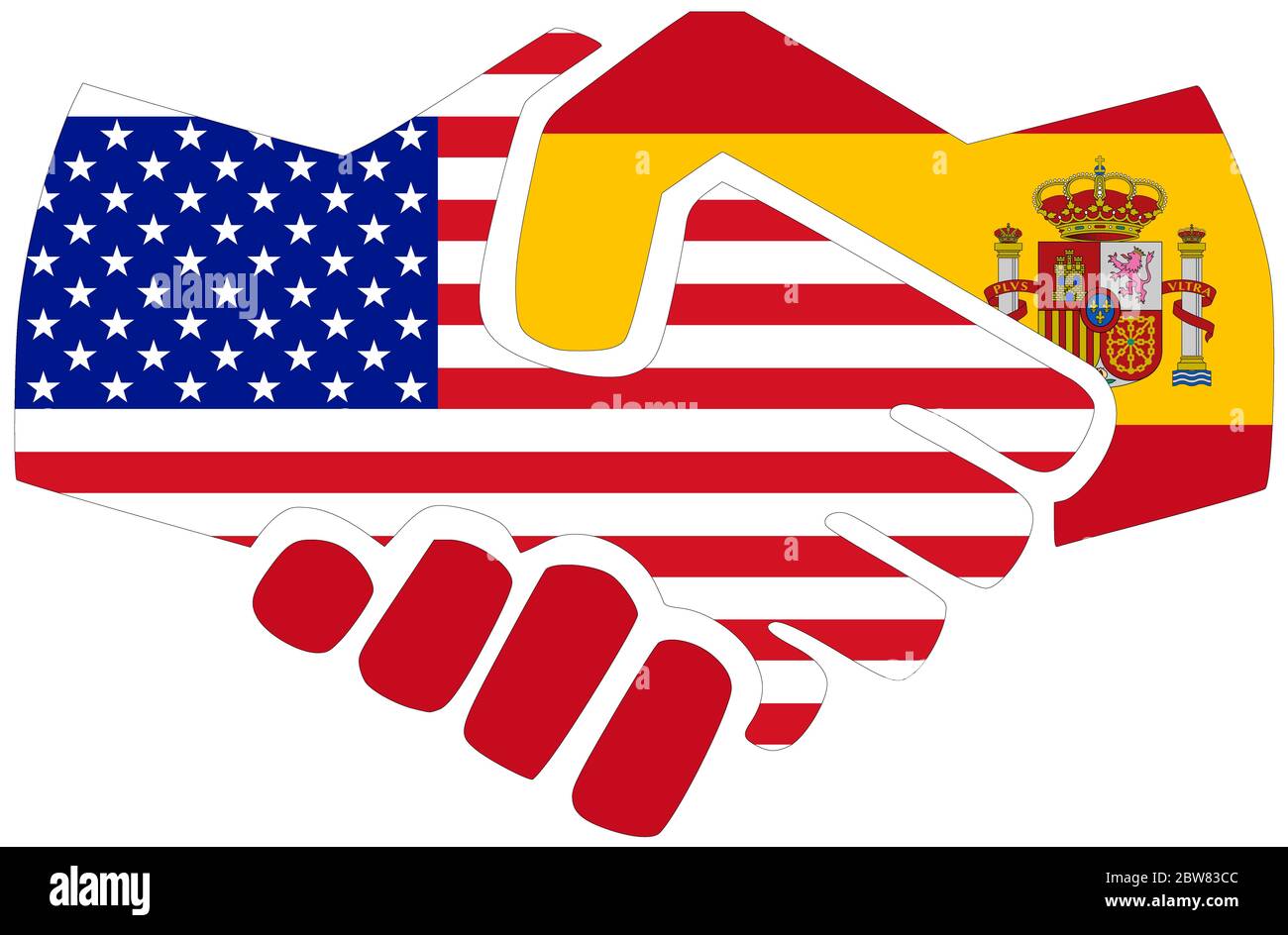 USA - Spain / Handshake, symbol of agreement or friendship Stock Photo