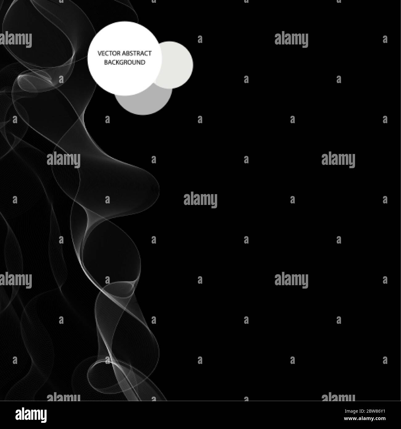 smoky wave. white wave on a black background. abstract vector image Stock Vector