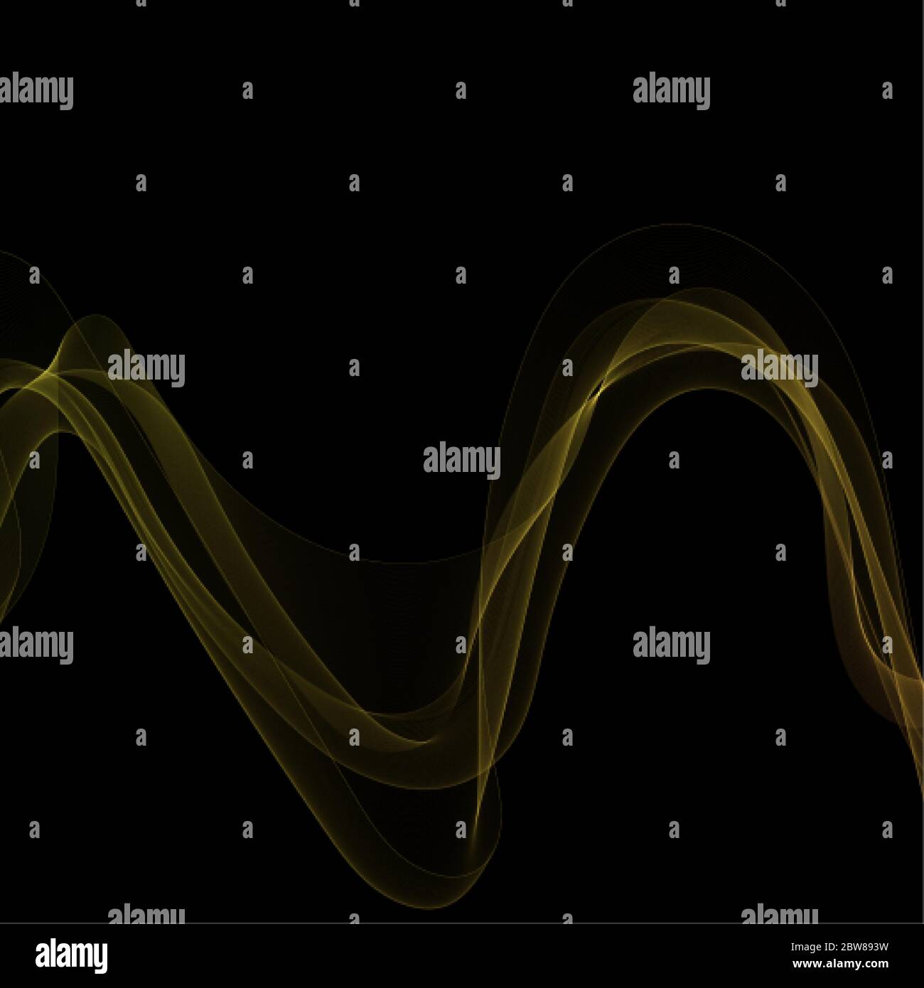 golden abstract wave on a black background. vector curved lines Stock Vector