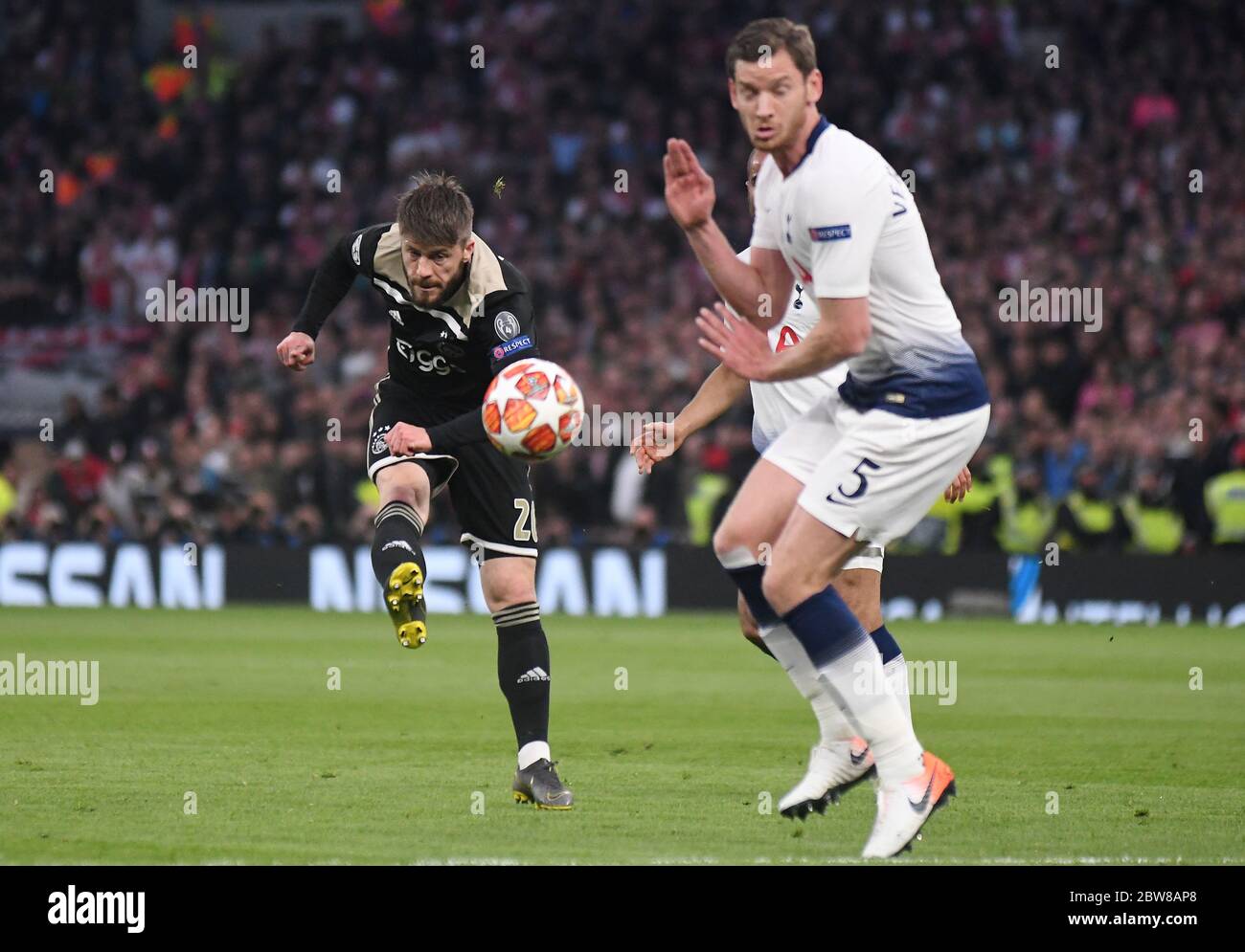 LONDON, ENGLAND - APRIL 30, 2019: Lasse Schone of Ajax pictured during the first leg of the 2018/19 UEFA Champions League Semi-finals game between Tottenham Hotspur (England) and AFC Ajax (Netherlands) at Tottenham Hotspur Stadium. Stock Photo