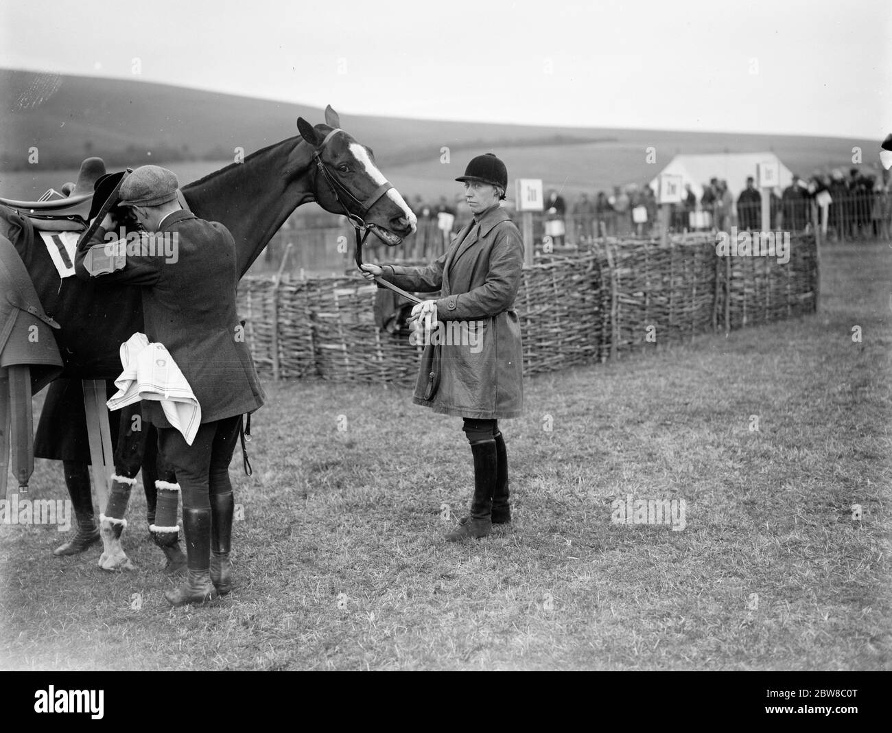 Ladies compete in S and W Wilts , Point to Point races at Kingston Deverill . Miss Diana Bell . 12 March 1927 Stock Photo