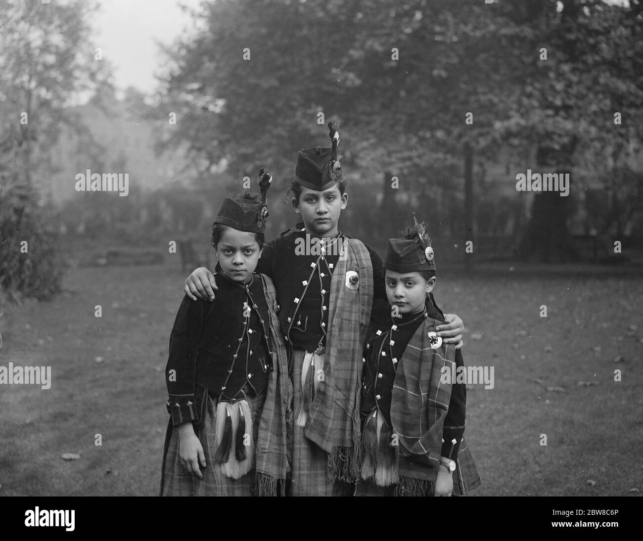 The three granddaughters of the Begum of Bhopal photographed at Portman Square . Left to right : Princess Ajida Sultan ( aged 10 ) , Princess Abida Ids Sultan ( aged 12 ) and Princess Rabia Sultan ( aged 9 ) . 7 October 1925 Stock Photo