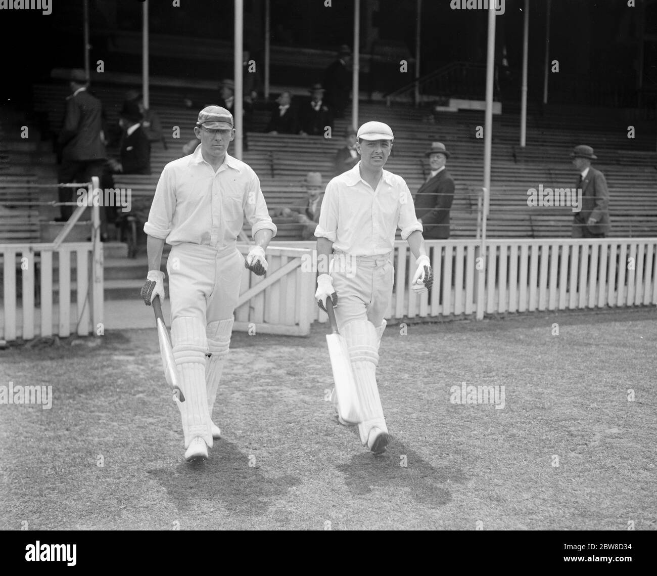 E W Dawson and F J Seabrook coming out to bat . 1926 Stock Photo