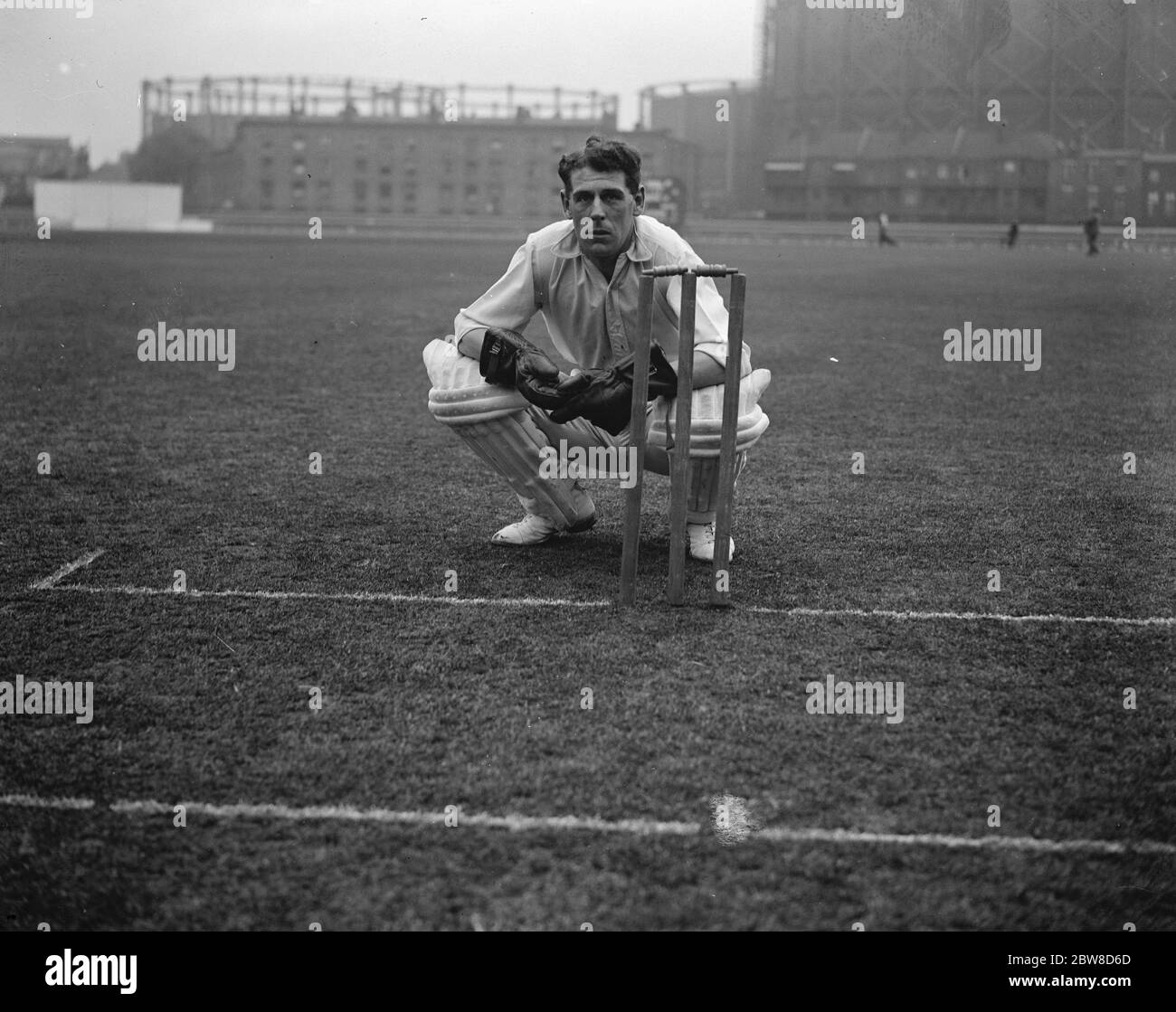 Edward William John 'Ted' Brooks regular first team keeper for Surrey County Cricket Club . August 1928 Stock Photo