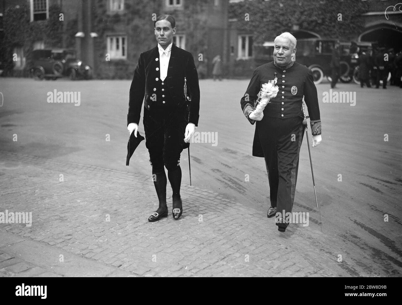 King 's levee at St James 's Palace . Sir William Bull and his son , Mr S Bull leaving . 30 May 1927 Stock Photo