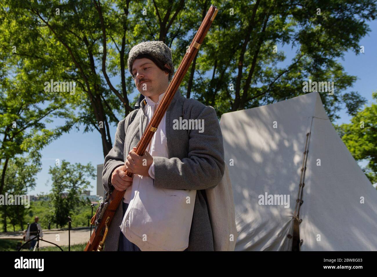 Kiev, Ukraine - May 27, 2018: Men in costumes of Cossacks at the festival of historical reconstruction Stock Photo