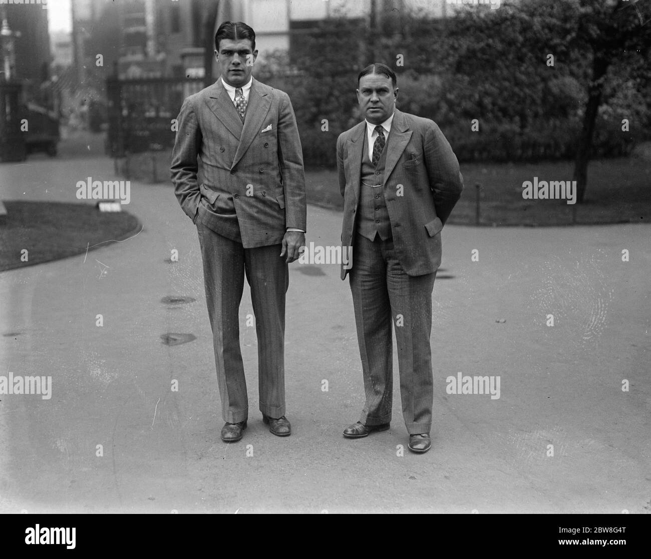 Young Stribling posed with his father . 1929 Stock Photo