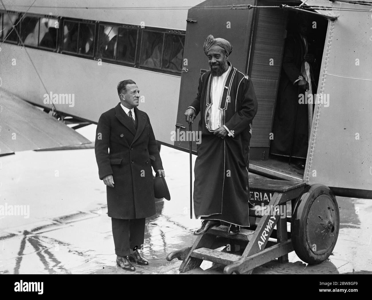 Sultan of Zanzibar at Croydon aerodrome . 8 June 1929 Stock Photo