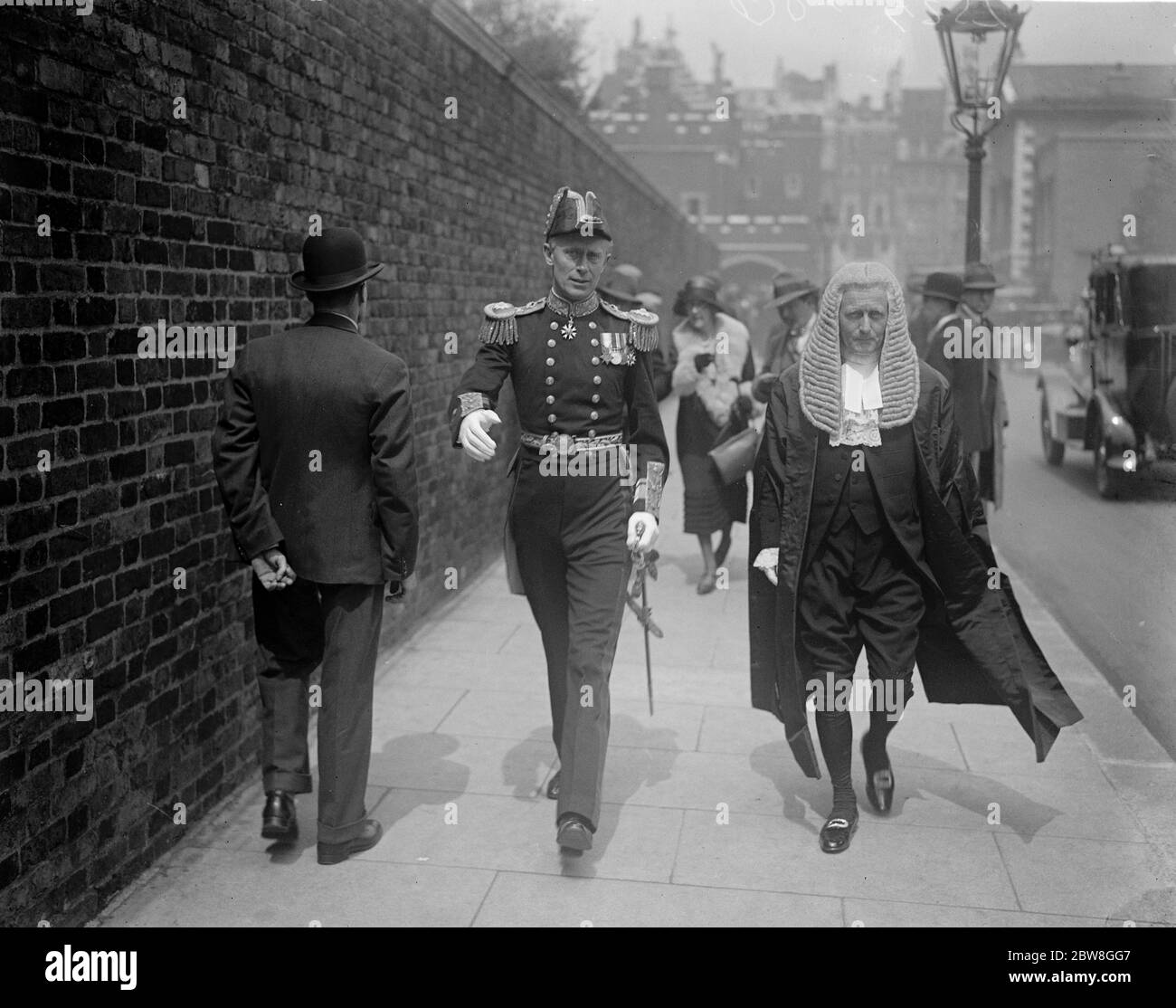 Prince of Wales holds a levee at St James 's Palace . Admiral Usborne , and the Chief Justice of Bombay . 2 June 1930 Stock Photo