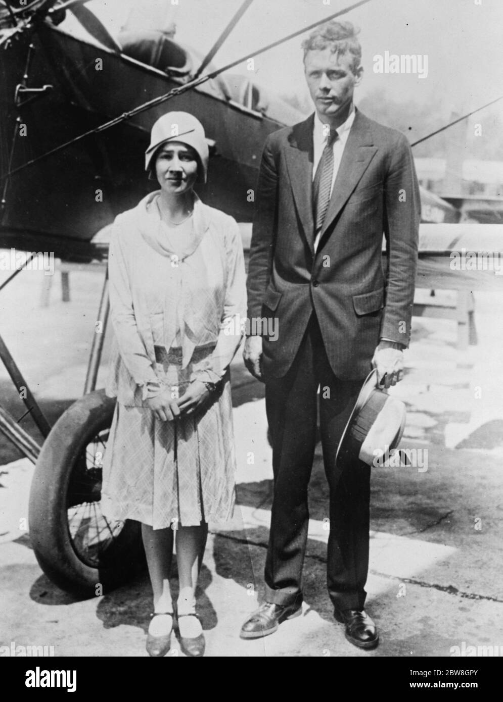 Colonel Charles Lindbergh takes his bride for a honeymoon flight . 26 June 1929 Stock Photo