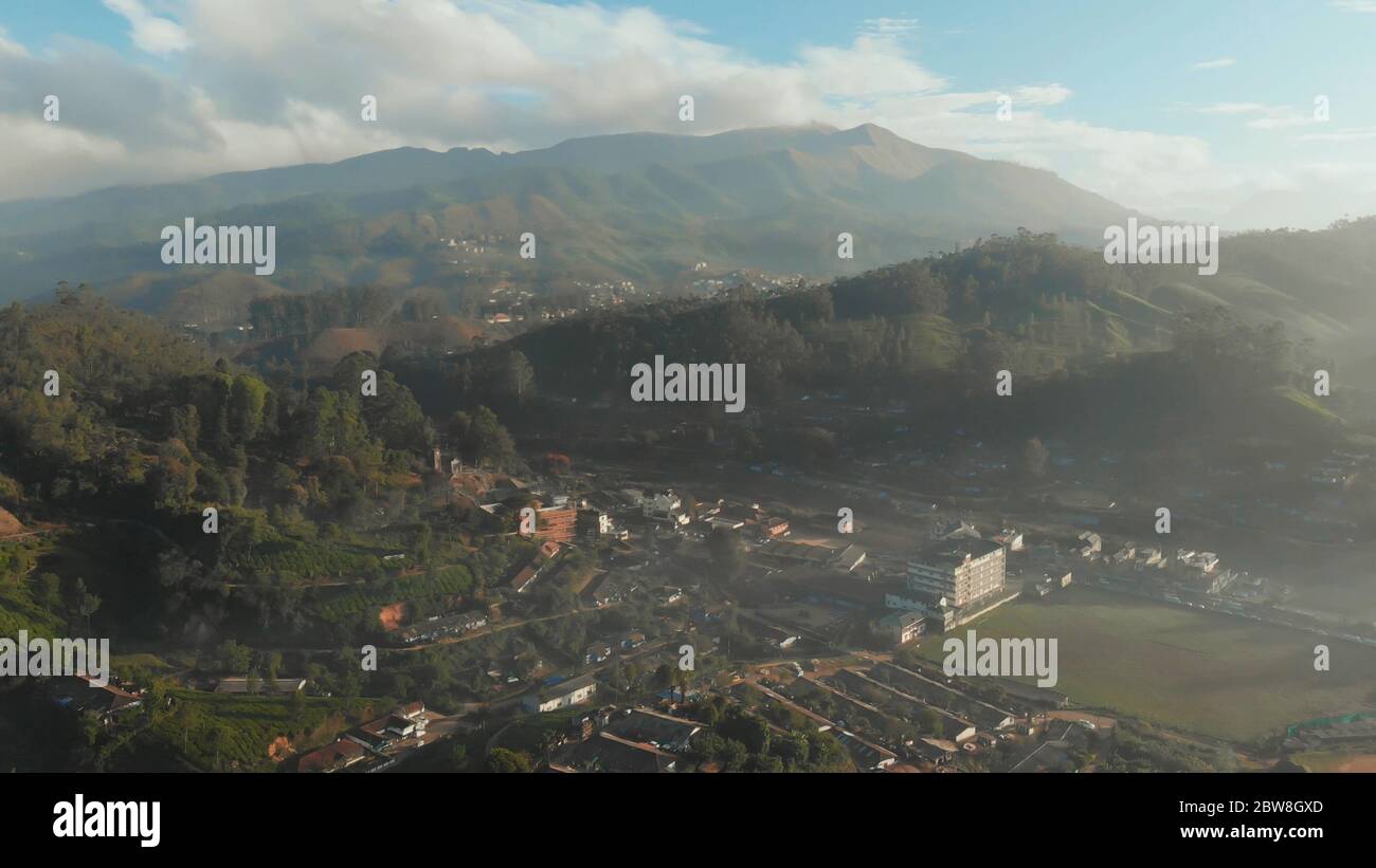 Aerial view of the neighborhood of the city of Munnar. Stock Photo