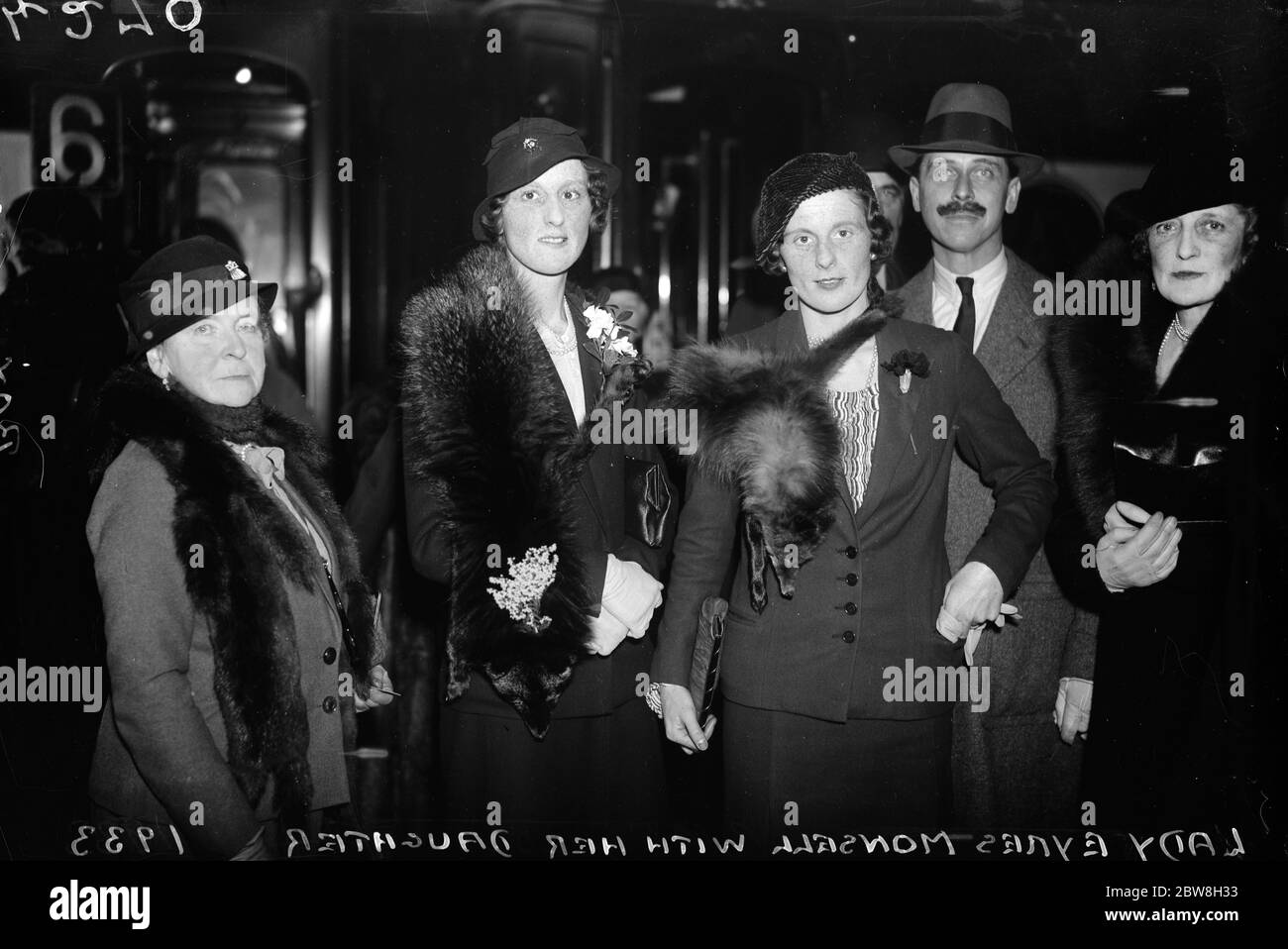 Lady Eyres Monsell and her daughter leave for abroad . Lady Eyres Monsell , wife of the First Lord of the Admiralty , and her daughter , Miss Monsell . 23 November 1933 Stock Photo