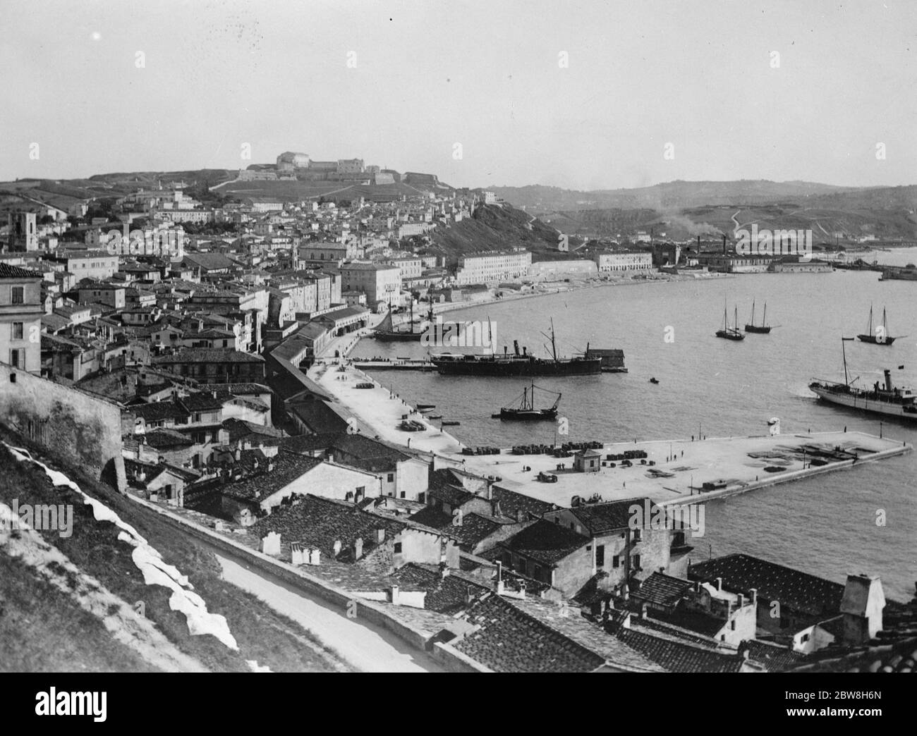 The scene of the earthquake . Ancona . The Port viewed from the Cathedral . 1 November 1930 Stock Photo