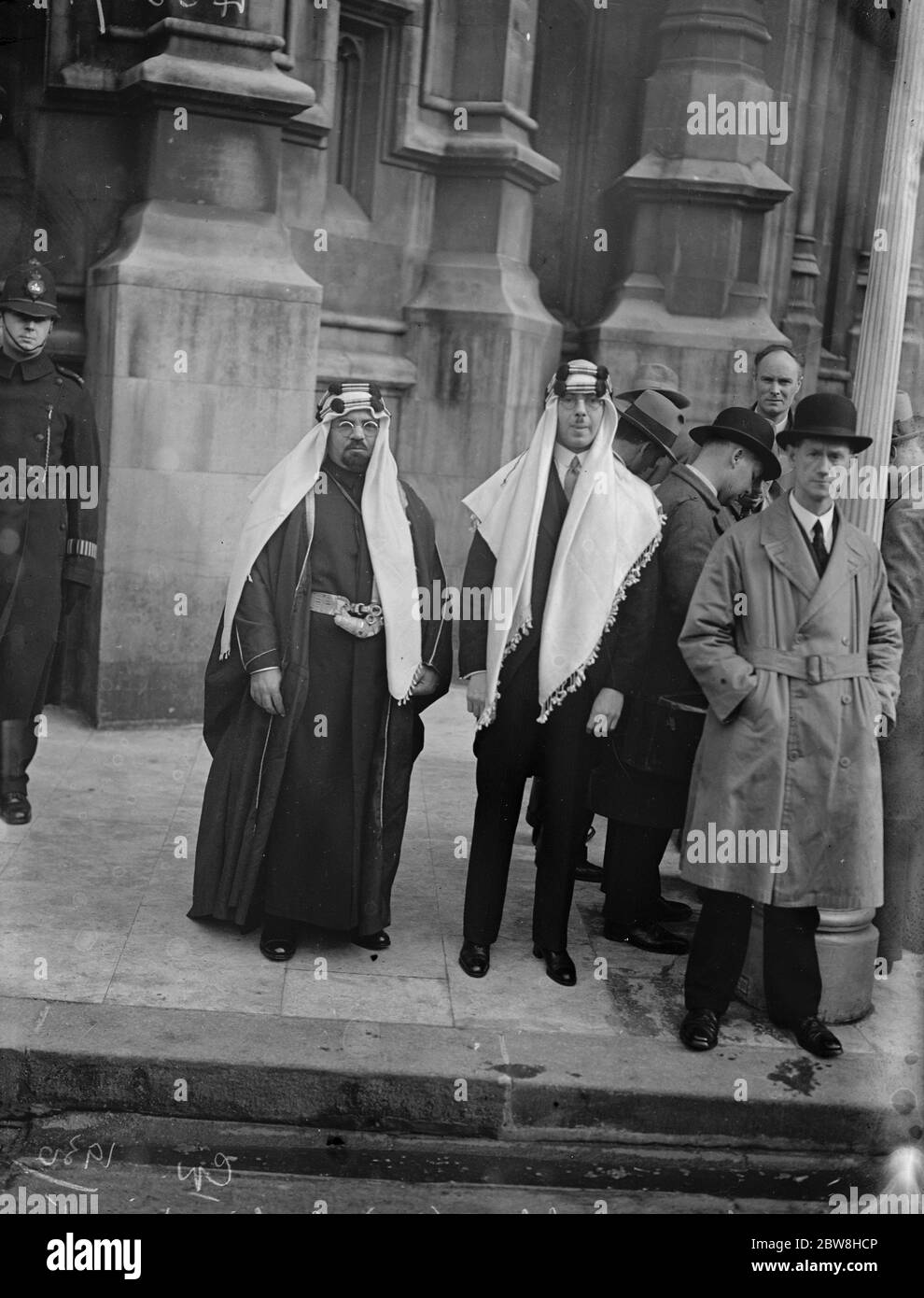 The King receives the first Arabian Minister in London . Sheikh Hafiz Wahba ( left ) with his secretary Mr R Nada . 10 November 1930 Stock Photo
