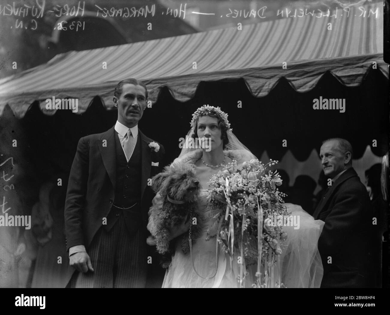 Society wedding at Savoy Chapel . The marriage between Mr P Llewelyn Davies and the Hon Margaret